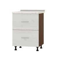 Кухонный модуль нижний на 2 ящика Эверест Оптима Н86-600 Дуб крафт белый (без столешницы) 60х47х82 см (EVR-3852)