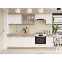 Кухня модульная Эверест Эко набор №5 (без столешницы) дуб сонома/нимфея альба (белый) 2.6 м (EVR-071059)