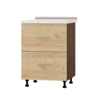 Кухонный модуль нижний на 2 ящика Эверест Оптима Н86-600 Дуб крафт золотой (без столешницы) 60х47х82 см (EVR-3853)