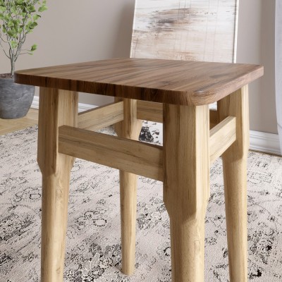 Стіл круглий та 4 табуретки обідній комплект для кухні Маямі-1 кромка ПВХ 2 мм Дуб Ліворно