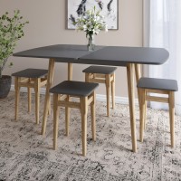 Деревянный раскладной обеденный стол LION Маями-3 Антрацит 90х60/90х120 (LION-041261)