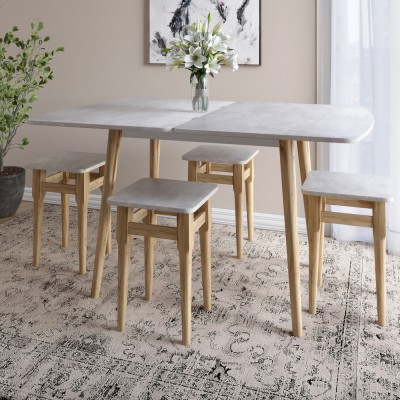 Дерев'яний розкладний обідній стіл LION Маями-3 Бетон 90х60/90х120