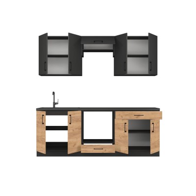 Кухня модульна Эверест Оптима набор №8 Антрацит/Дуб крафт золотой 2,2 м (EVR-5723) Кухня модульна Эверест Оптима набор №8 Антрацит/Дуб крафт золотой 2,2 м (EVR-5723)